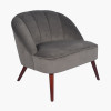 Portofino Dove Grey Velvet Cocktail Chair with Walnut Effect Legs