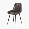 Angelo Peppercorn Leather and Bronze Metal Retro Dining Chair