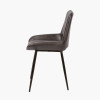 Angelo Peppercorn Leather and Bronze Metal Retro Dining Chair