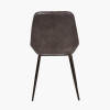 Angelo Peppercorn Leather and Bronze Metal Retro Dining Chair