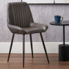 Angelo Peppercorn Leather and Bronze Metal Retro Dining Chair