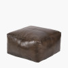 Matteo Peppercorn Leather Square Pouffe