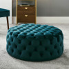 Vittoria Sapphire Blue Velvet Round Buttoned Pouffe