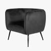 Lucca Black Velvet and Metal Armchair