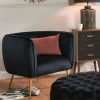 Lucca Black Velvet and Metal Armchair