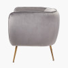 Lucca Dove Grey Velvet and Metal Armchair