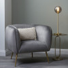 Lucca Dove Grey Velvet and Metal Armchair