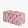 Seraphina Blush Pink Velvet Buttoned Rectangular Ottoman