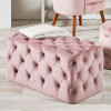 Seraphina Blush Pink Velvet Buttoned Rectangular Ottoman