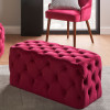 Seraphina Raspberry Velvet Buttoned Rectangular Ottoman