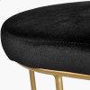 Nino Black Velvet and Gold Metal Bench