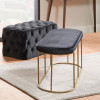 Nino Black Velvet and Gold Metal Bench