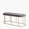 Nino Dove Grey Velvet and Gold Metal Bench