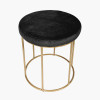 Verena Black Velvet and Gold Metal Stool