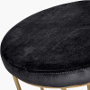 Verena Black Velvet and Gold Metal Stool