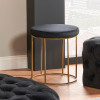 Verena Black Velvet and Gold Metal Stool