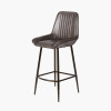 Angelo Peppercorn Leather and Bronze Metal Retro Bar Stool