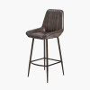 Angelo Peppercorn Leather and Bronze Metal Retro Bar Stool