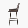 Angelo Peppercorn Leather and Bronze Metal Retro Bar Stool