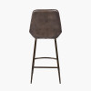 Angelo Peppercorn Leather and Bronze Metal Retro Bar Stool