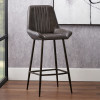 Angelo Peppercorn Leather and Bronze Metal Retro Bar Stool