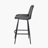 Angelo Ash Black Leather and Black Metal Bar Stool