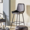 Angelo Ash Black Leather and Black Metal Bar Stool