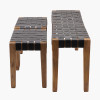 Claudio S/3 Black Leather and Mango Wood Bench and Stools