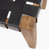 Claudio S/3 Black Leather and Mango Wood Bench and Stools