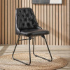 Camillo Ash Black Leather and Black Metal Diamond Back Dining Chair