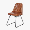 Camillo Vintage Brown Leather and Black Metal Diamond Back Dining Chair