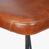 Camillo Vintage Brown Leather and Black Metal Diamond Back Bar Stool