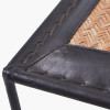 Ezio Black Leather, Natural Rattan and Black Metal Stool