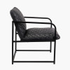 Marchetti Ash Black Leather and Black Metal Arm Chair