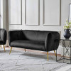 Lucca Black Velvet and Metal Sofa