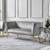 Lucca Dove Grey Velvet and Metal Sofa