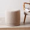 Sassari Taupe Teddy Fabric Cylinder Pouffe