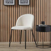 Turi Bouclé Fabric and Black Metal Dining Chair