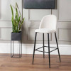 Turi Pebble Linen Mix and Black Metal Bar Stool