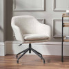 Rosolini Pebble Linen Mix and Black Metal Swivel Rise and Fall Chair