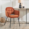 Alba Cinnamon Velvet and Black Metal Carver Dining Chair