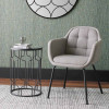 Alba Grey Linen Mix and Black Metal Carver Dining Chair