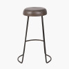 Cosimo Peppercorn Leather and Bronze Metal Bar Stool