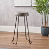 Cosimo Peppercorn Leather and Bronze Metal Bar Stool