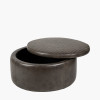 Arturo Peppercorn Leather Storage Pouffe