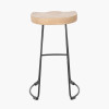 Laselle Ash Wood and Black Metal Bar Stool