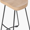 Laselle Ash Wood and Black Metal Bar Stool