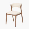 Elias Natural Linen and Dark Ash Wood Curved Back Dining Chair