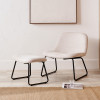 Chiara Natural Chenille and Black Metal Lounging Chair and Footstool