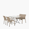 Tobs Outdoor Grey Synthetic Rattan Bench & Two Armchairs Dining Set